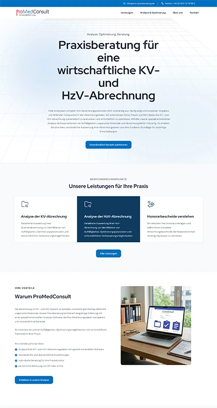 Vorschau der von Marcel Erath entwickelten Webseite für die ProMedConsult GmbH aus Meßkirch