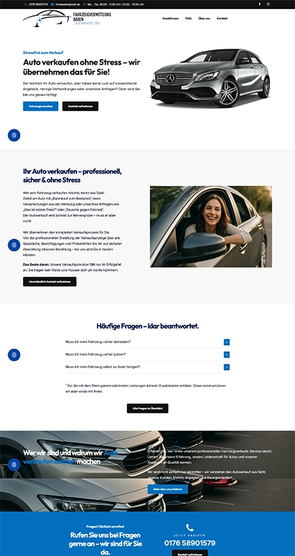Responsive Webdesign für Fahrzeugvermittlung Baden