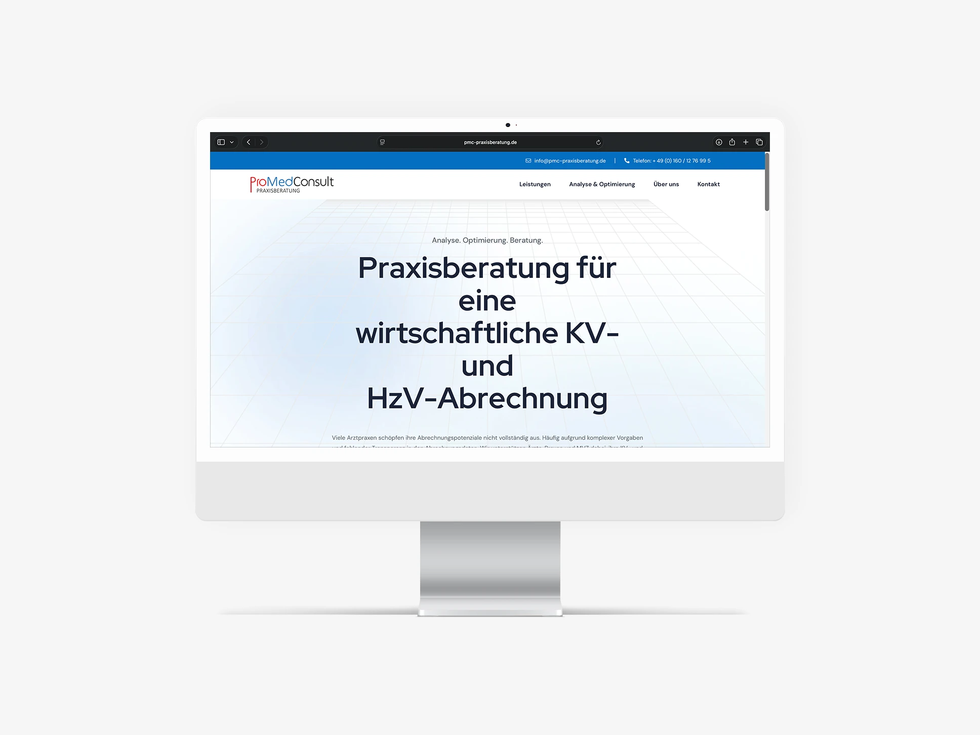 Vorschau der von Marcel Erath entwickelten Webseite für die ProMedConsult GmbH